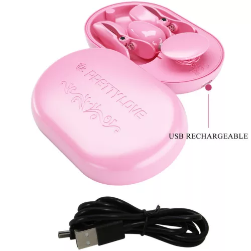PRETTY LOVE – érzéki elektro-stimuláló csipesz pink színben