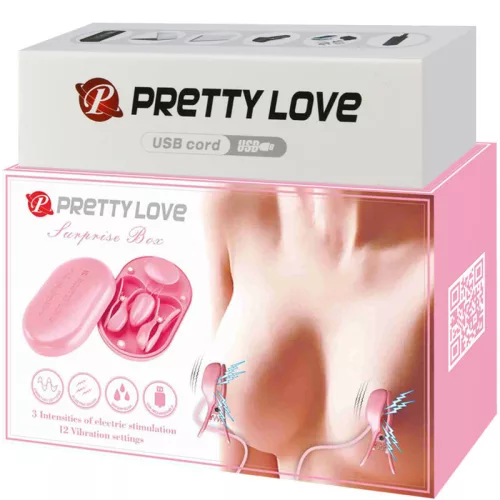 PRETTY LOVE – érzéki elektro-stimuláló csipesz pink színben