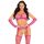 LEG AVENUE - fukszia crop top harisnya és kesztyűk
