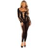 LEG AVENUE - érzéki fekete bodystocking harisnyával