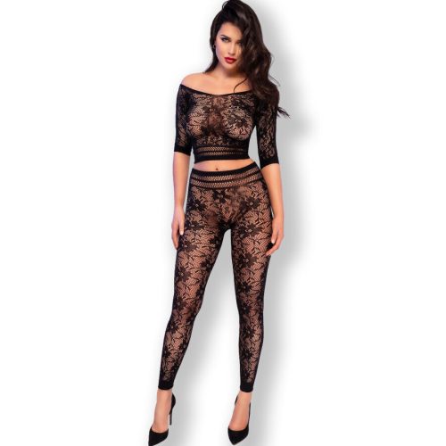 CHILIROSE – elegáns fekete topp és leggings S/M méretben
