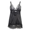 SUBBLIME - virágmintás csipke babydoll fekete L/XL