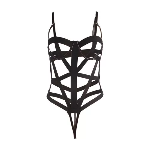 SUBBLIME – sexy test outfit kivágásokkal, fekete S/M