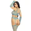 LEG AVENUE – kék crop top harisnyák és kesztyűk