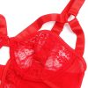 SUBBLIME - csipkés piros teddy harisnyatartóval S/M
