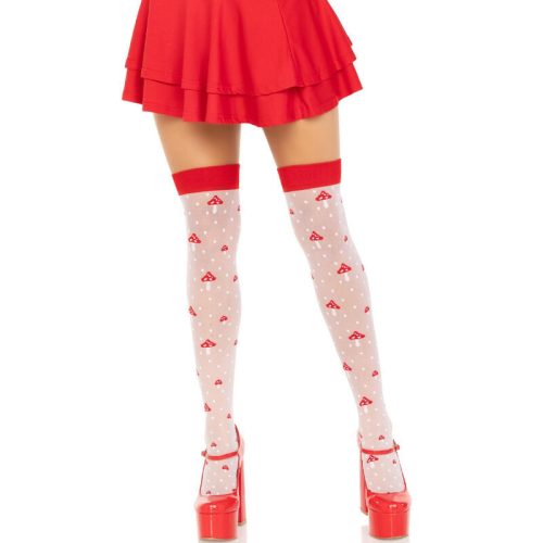 Leg Avenue – piros-fehér gomba magas zokni