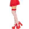 Leg Avenue – piros-fehér gomba magas zokni