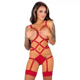   LIVCO CORSETTI FASHION – érzéki test és harisnya szett, piros L/XL