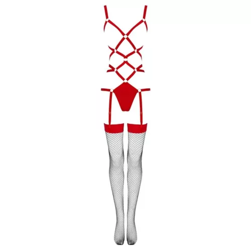LIVCO CORSETTI FASHION – érzéki test és harisnya szett, piros L/XL