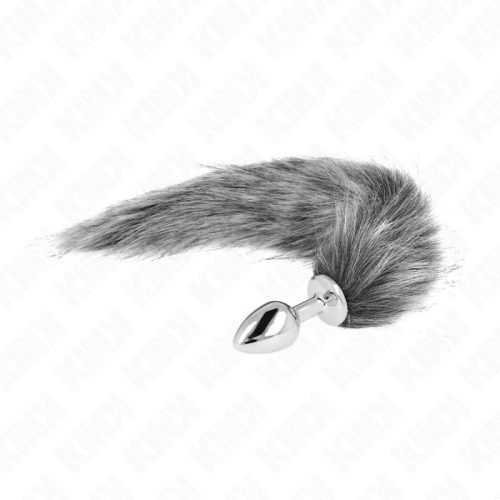 KINK – szintetikus farokkal ellátott S anal plug 7x3 cm szürke