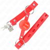 KINK - 4 cm TPE golyós szájpecek piros zárral