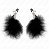 KINK - érzéki tollas mellbimbó csipesz 7 cm fekete