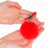 KINK – vörös műszőr ball csipesz, 6 cm, érzéki játékokhoz