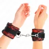KINK - prémium bársonyos csuklókötözők piros-fekete színben