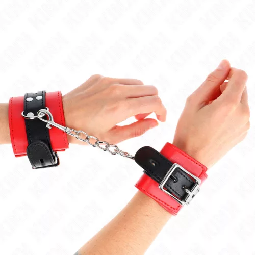 KINK – állítható piros csuklókötöző fekete övvel