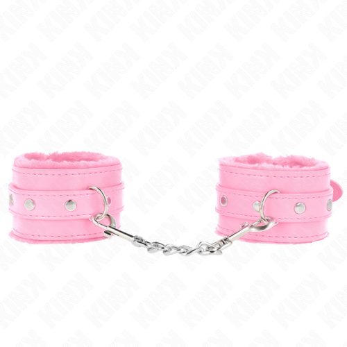 KINK – prémium bőrpántos csuklókötöző, pink színben