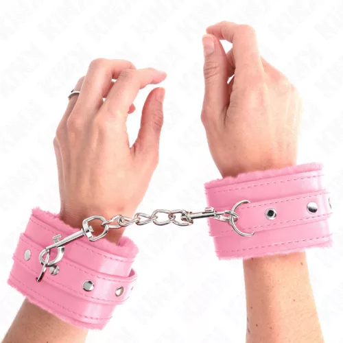 KINK – prémium bőrpántos csuklókötöző, pink színben