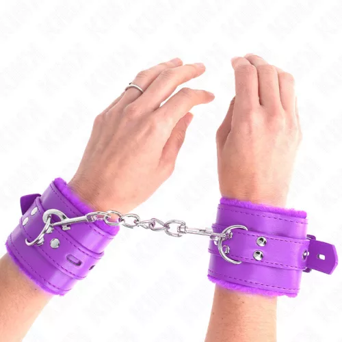 KINK - Prémium szőrme bőr kézfogó lila színben, állítható