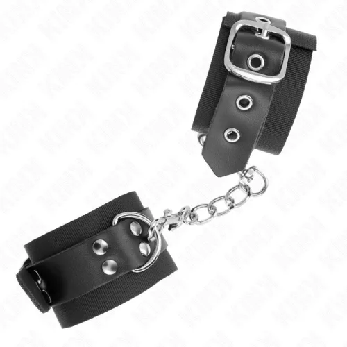 KINK – állítható nylon csuklókötöző bőr övvel, fekete