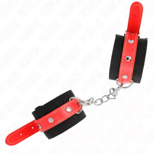 KINK – állítható vörös műbőr csuklóbilincsek 19-24 cm-ig