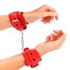 KINK – állítható piros csuklókötöző fekete szívvel