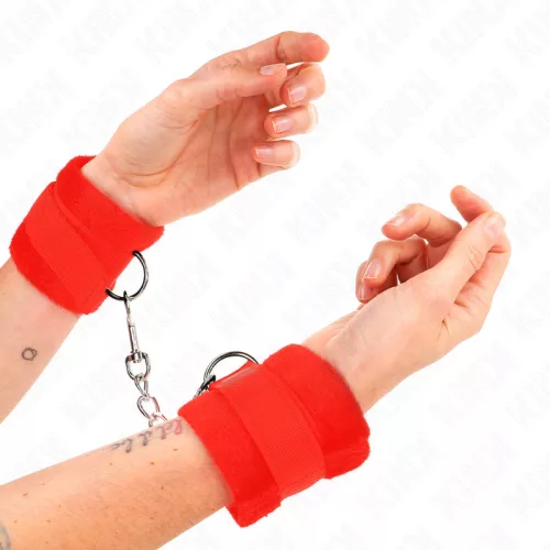 KINK – kezdő prémium szőrös bilincs (piros)