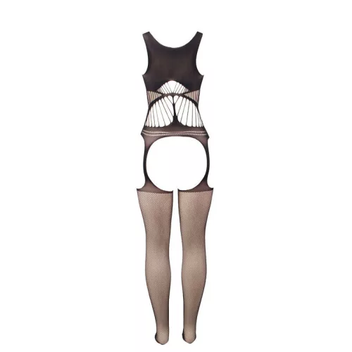 SUBBLIME – hálós, nyitott vállú bodystocking fekete színben