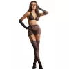 SUBBLIME - fekete halhálós bodystocking kesztyűvel és gyémántokkal
