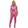 SUBBLIME - csipkés, nyitott bodystocking, magas nyakú, rózsaszín