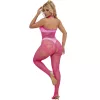 SUBBLIME - csipkés, nyitott bodystocking, magas nyakú, rózsaszín