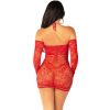 LEG AVENUE – érzéki hosszúujjú hálós mini ruha vörösben