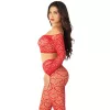LEG AVENUE - vörös crop top és harisnya egy méretben