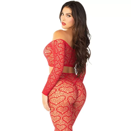 LEG AVENUE - vörös crop top és harisnya egy méretben