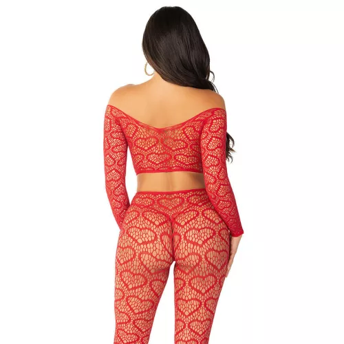 LEG AVENUE - vörös crop top és harisnya egy méretben