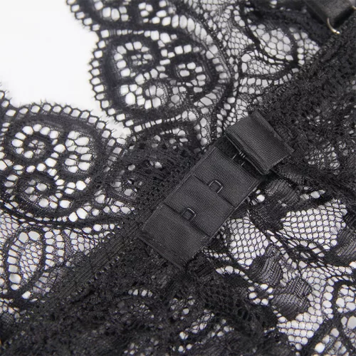 SUBBLIME – selymes csipkés hálóing és tanga fekete L/XL