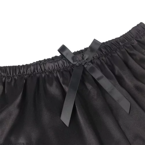 SUBBLIME – elegáns selyem hálóing csipkés nadrággal fekete L/XL