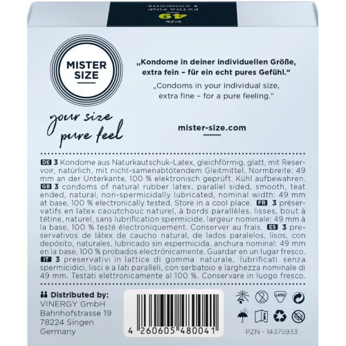 Mister Size - prémium S méretű óvszer (49 mm, 3 db)