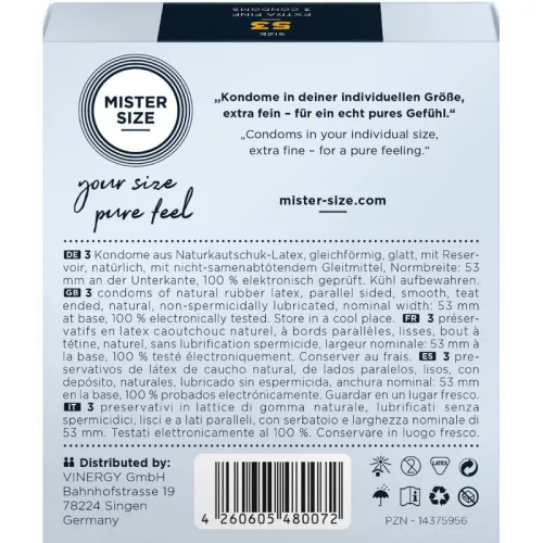 Mister Size - Prémium óvszer M méret (53 mm, 3 db)