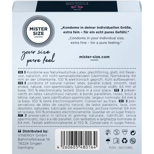 MISTER SIZE - XXL méretű prémium óvszer (64 mm, 3 db)