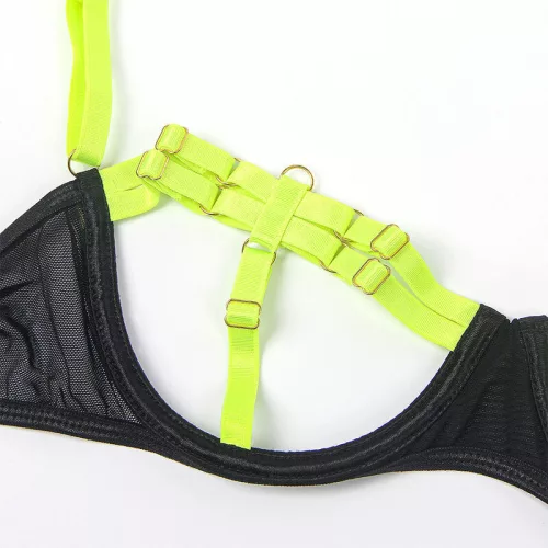 SUBBLIME – fénylő zöld melltartó és alsó szett nyakkal