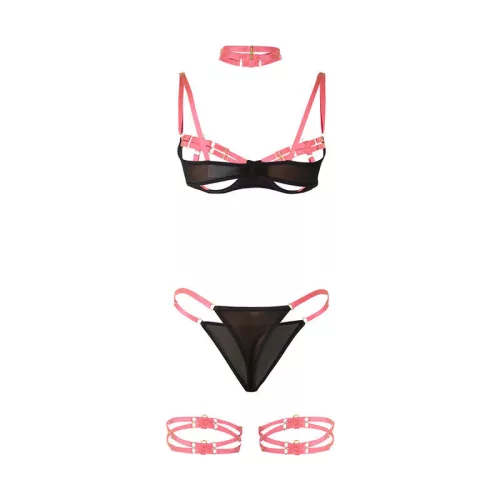 SUBBLIME - fénylő pink melltartó és bugyi szett L/XL
