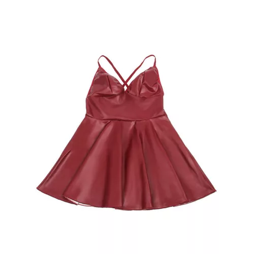 SUBBLIME - bordeaux bőr pántos ruha L/XL méretben