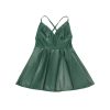 SUBBLIME – zöld bőr pántos elegáns ruha S/M