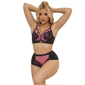   SUBBLIME – pink patent bőr melltartó szett elegáns hálós betéttel