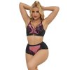 SUBBLIME – érzéki pink patent bőr hálós melltartó szett L/XL