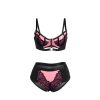 SUBBLIME – érzéki pink patent bőr hálós melltartó szett L/XL