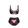 SUBBLIME – érzéki pink patent bőr hálós melltartó szett L/XL