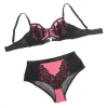 SUBBLIME – érzéki pink patent bőr hálós melltartó szett L/XL