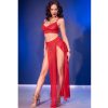 CHILIROSE - érzéki piros felső és leggings arany kiegészítőkkel