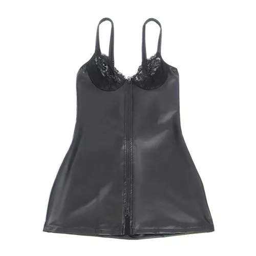 SUBBLIME – bőr zip záras ruha fekete L/XL